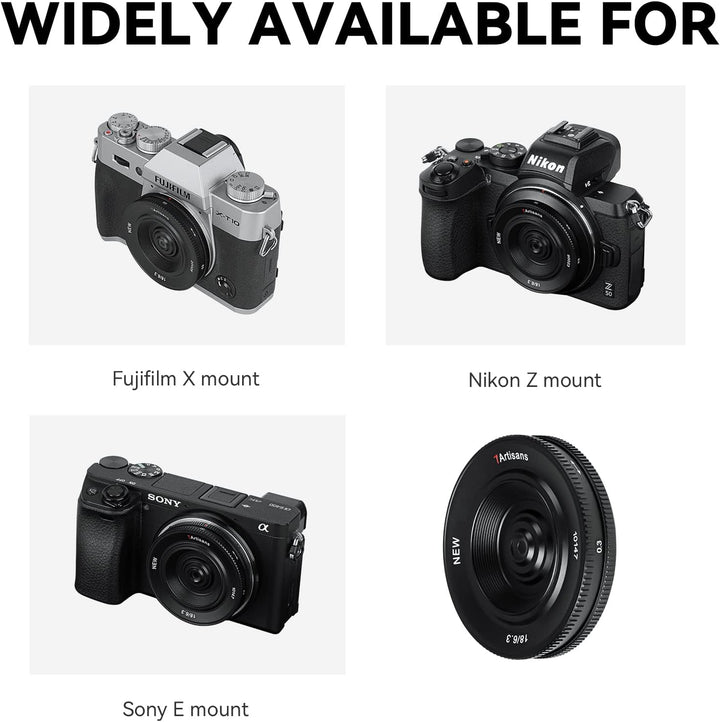 7artisans 18 mm F6.3 MFT M4/3 Objektiv, ultradünn, APS-C Prime Kompaktkamera, spiegellos, für Panaso