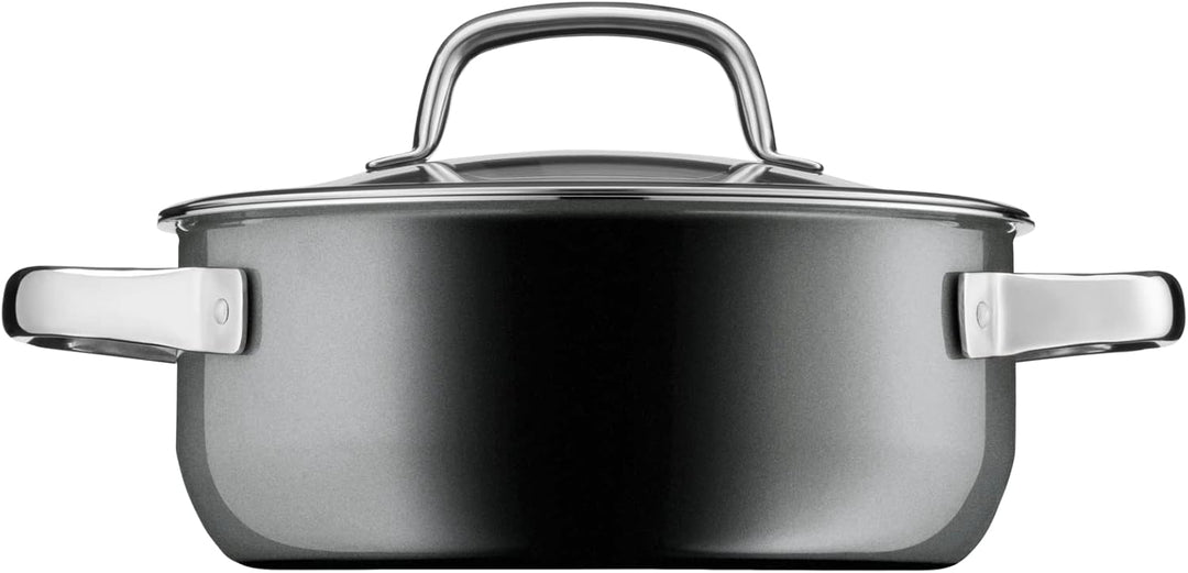 WMF Fusiontec Mineral Kochtopf klein 20cm, Glasdeckel, Bratentopf Induktion 2,4l, High-Tech Keramik,