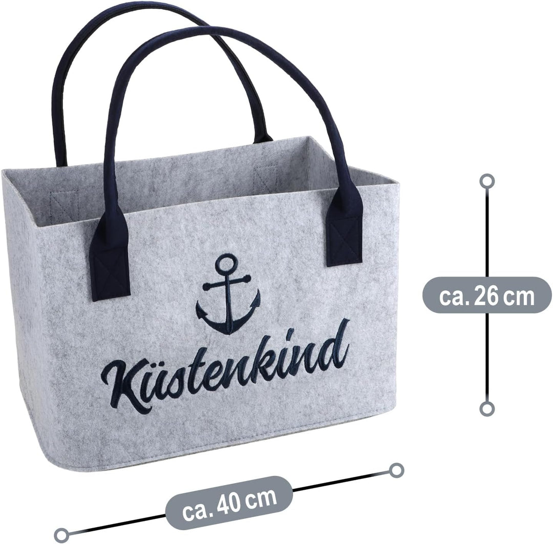 com-four® Filz-Shopper mit Henkel - faltbarer Aufbewahrungskorb aus Filz - Kaminholz-Tasche 40 x 26