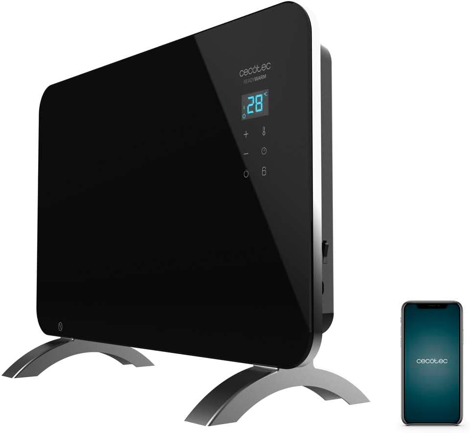 Cecotec Heizkonvektor mit Glasplatte Ready Warm 6670 Crystal Connection. 1000W, WiFi-Steuerung, eins