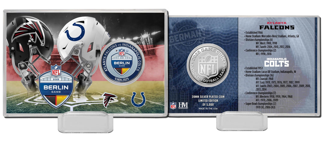 NFL Berlin Deutschland Germany Game Atlanta Falcons vs Indianapolis Colts 2025 Münze Flip Coin Holde