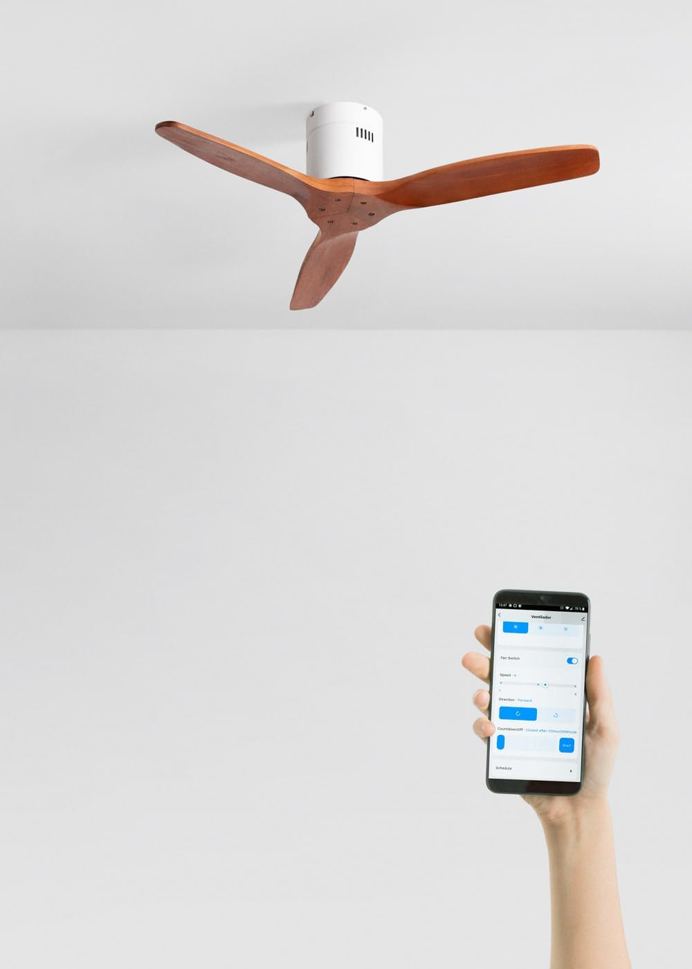 CREATE / WINDCALM NATURAL WOOD S/Deckenventilator Weiss Dunkelholzflügel mit WLAN und Fernbedienung