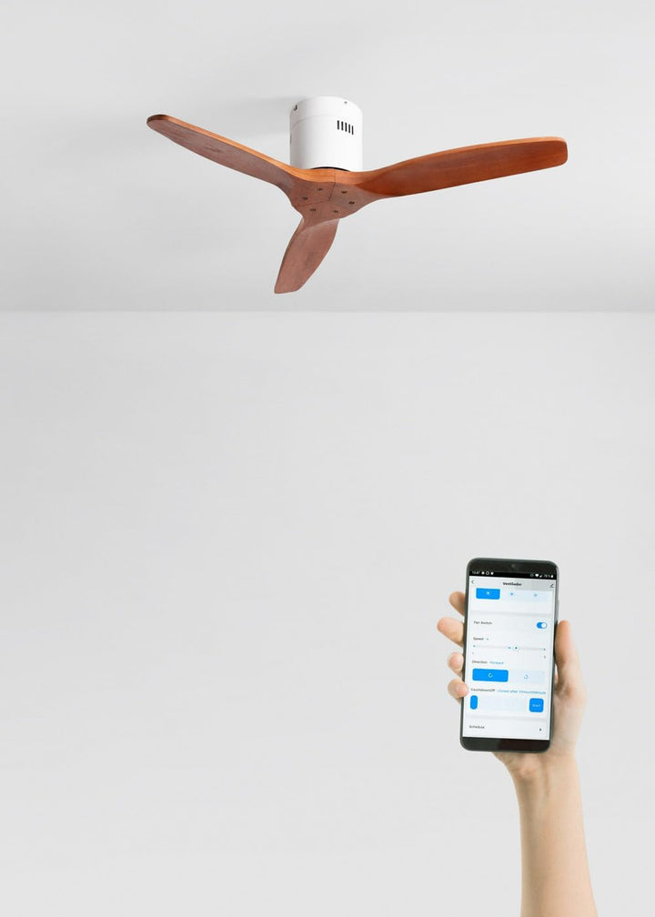 CREATE / WINDCALM NATURAL WOOD S/Deckenventilator Weiss Dunkelholzflügel mit WLAN und Fernbedienung