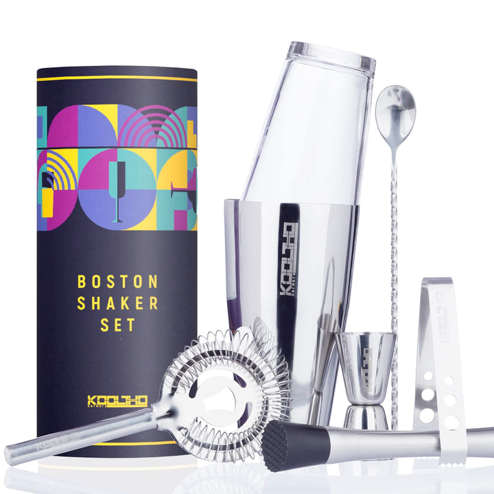 Boston Shaker Set Cocktailshaker Profi, Geschenk für Frauen Männer, Cocktail Shaker Edelstahl Glas,