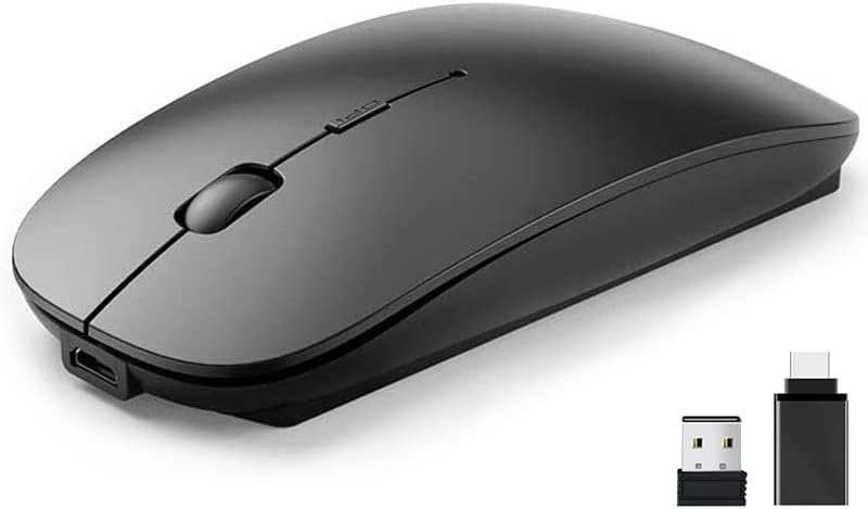 Kabellose Maus Bluetooth, (USB 2,4 GHz + Bluetooth 5.2 + USB-C-Adapter) FunkMaus wiederaufladbar für