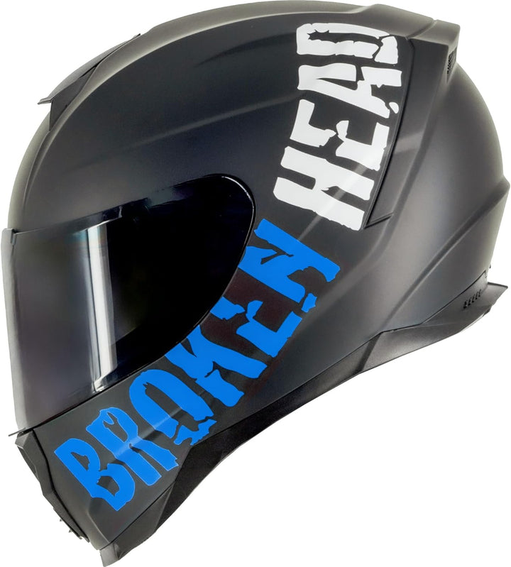 Broken Head BeProud Sport Blau Ltd. - Motorradhelm Mit 2 Visieren (Schwarz + Klar) Integralhelm Matt