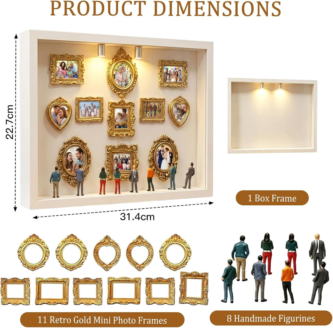 DIY Mini Museum Silhouette Box,Mini Figuren Menschen Museum, Foto Erinnerungsanzeige Set mit 11 Mini