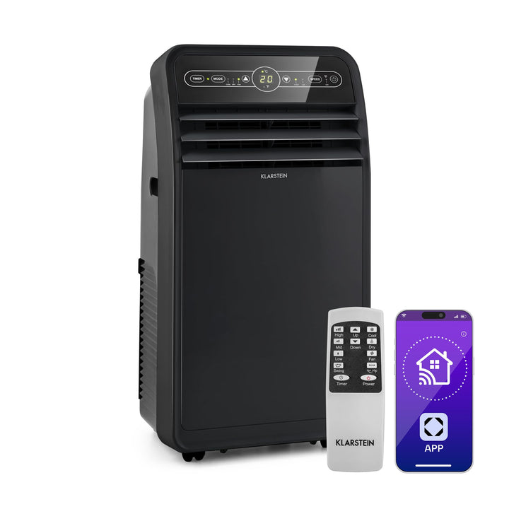 Klarstein Mobile Klimaanlage mit Abluftschlauch, 4-in-1 Klimagerät mit Ventilator, Luftentfeuchter &