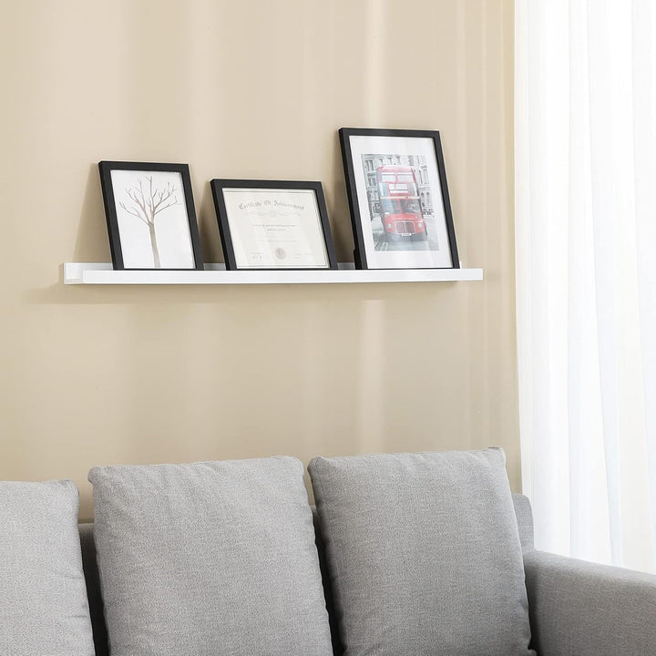 SONGMICS Wandregal Schweberegale für Fotorahmen und Bücher, 110 x 10 cm, Modernes Regal Weiss