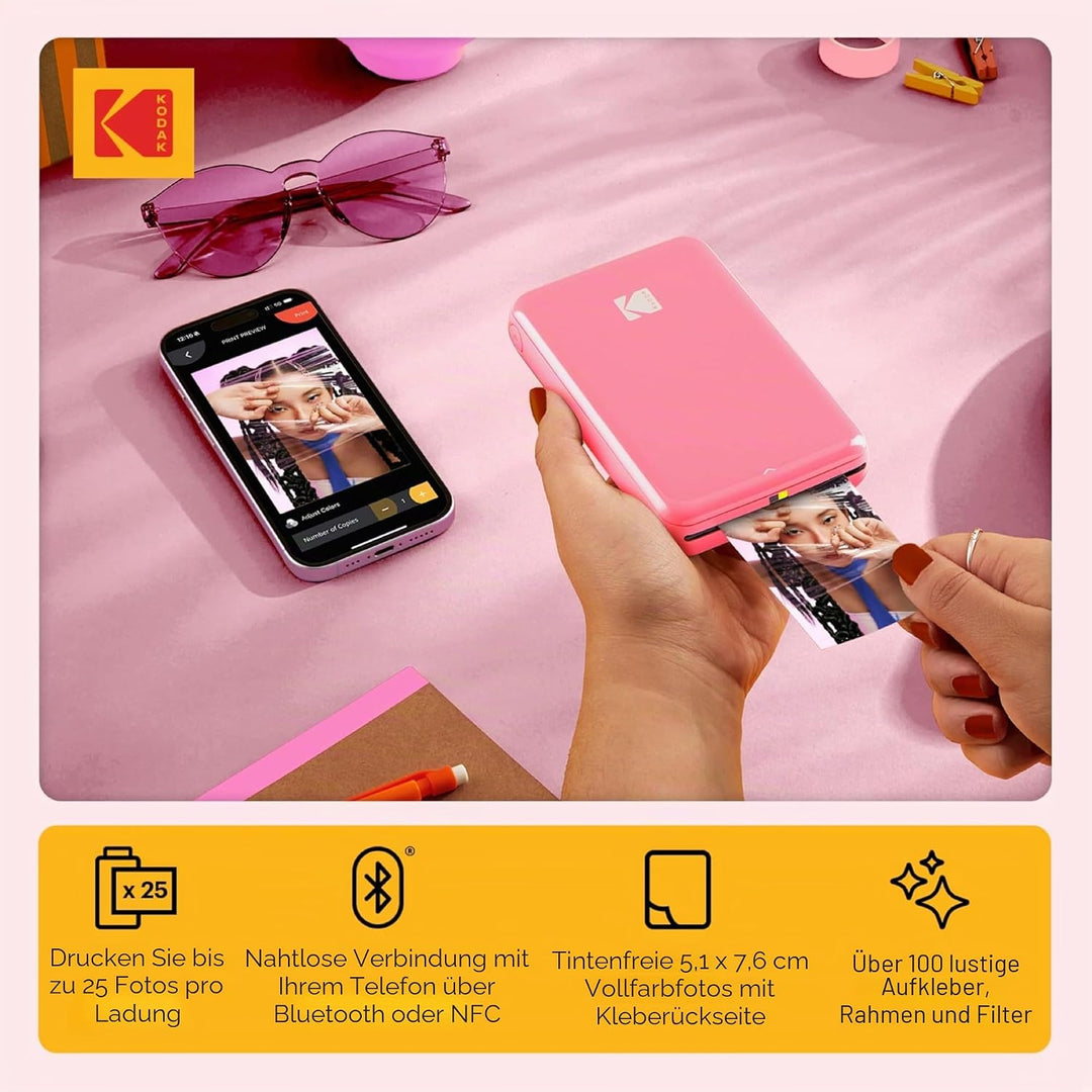 KODAK Step Instant-Fotodrucker mit Bluetooth/NFC, Zink Technologie &amp; KODAK App für iOS &amp; Android (Ro