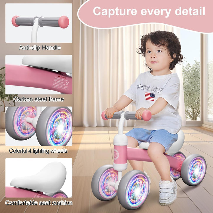 MHCYLION Kinder Laufrad ab 1 Jahr Balance Lauflernrad Spielzeug mit 4 Räder für 10-24 Monate Baby, E