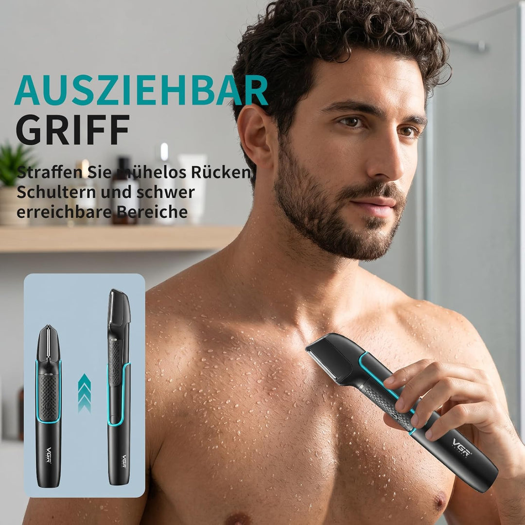 VGR 602 Kabelloser Körperrasierer Herren Mit V-Förmiger Schneidkopf, Body Groomer Men Mit Verlängeru