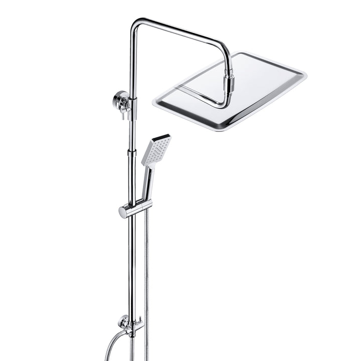 JOHO 304 Edelstahl Duschset Duschsystem Regenduschset mit Kopfbrause 35x25cm Chrom rechteckig 35x25c