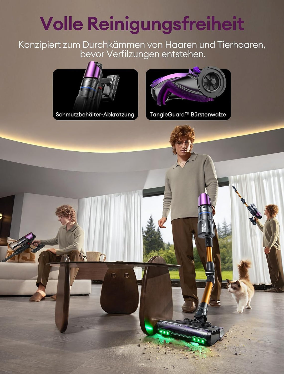 Ultenic Akku Staubsauger mit Wischfunktion, 60KPa/580W/60Mins, Staubsauger Kabellos mit 230ml abnehm