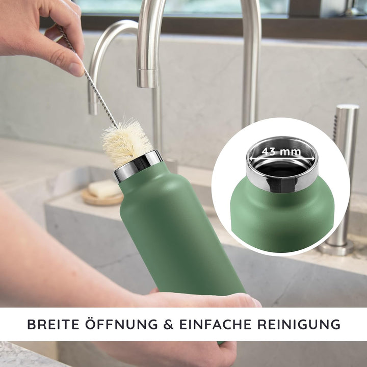 Bambaw Wasserflasche Isoliert 350 ml, Thermosflasche Grün, Edelstahl Trinkflasche Kinder, Trinkflasc
