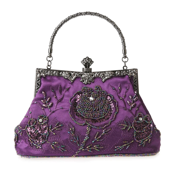 DA BODAN Vintage Floral Perlen Strass Stickerei Clutch Pailletten Hochzeit Party Abschlussball Tasch