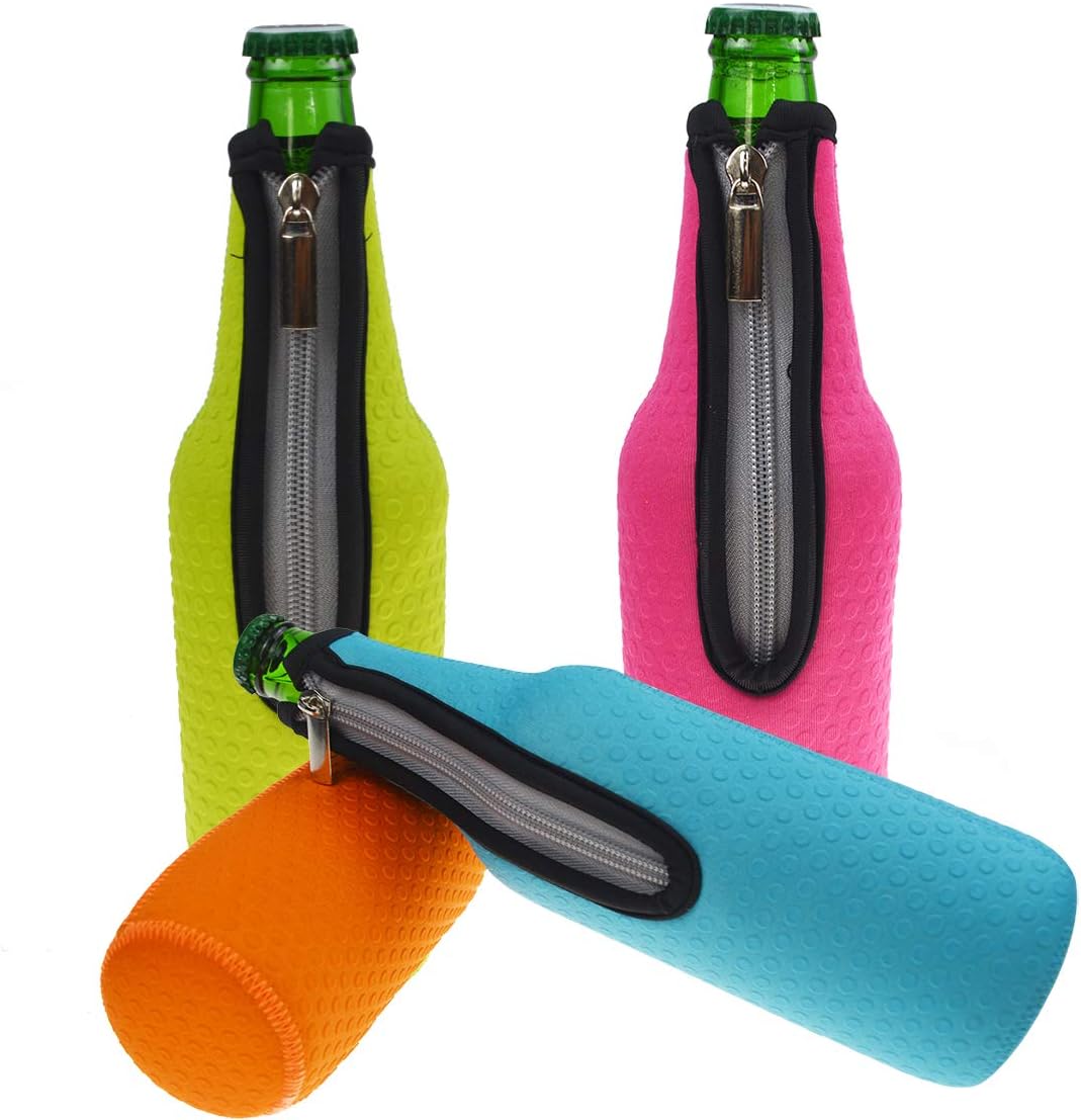 Orchidtent Bier Flaschenkühler, 4 Stück 17,6 Oz (500ml) Neopren Isoliert Reissverschluss Faltbar Bie