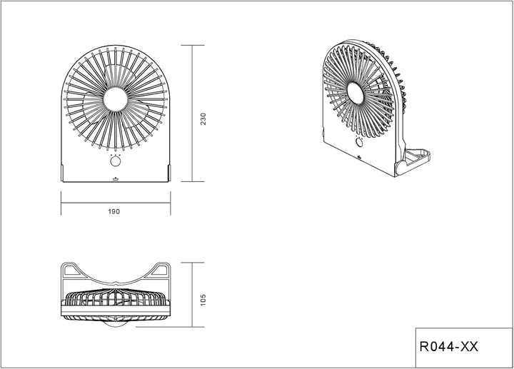 RL LIVE YOUR LIGHT Reality Leuchten Tisch Ventilator Breezy R044-49, Kunststoff Pistaziengrün, 2 Wat
