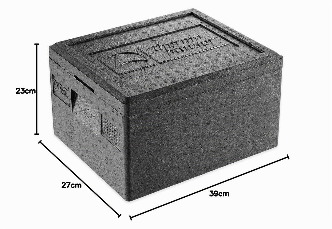 thermohauser EPP-Thermobox GN 1/2 inklusive Deckel - 14 Liter Volumen - 39 x 33 x 23 cm, Schwarz, 14