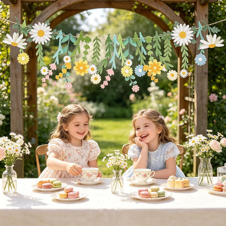 Easy Joy Blumen Girlande,Wildblume Deko Banner, Blumen in vielen Farben Banner,Gänseblümchen Girland