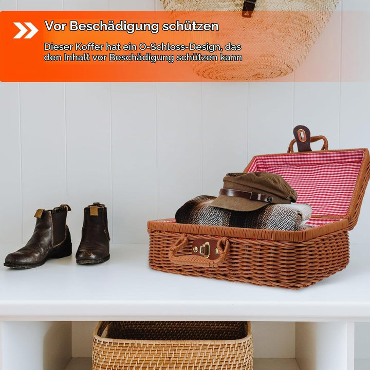 Tomaibaby Rattan Wicker Koffer Wicker Picknick Korb Stroh Lagerung Box mit Griffe Rattan Lagerung Bo