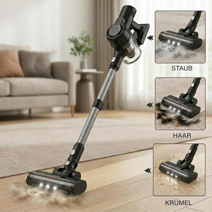 Powell Akku Staubsauger Kabellos, 15000Pa, 140W, 30 Min, 1,2 L, 2-in-1 Stabstaubsauger mit Flex-Rohr