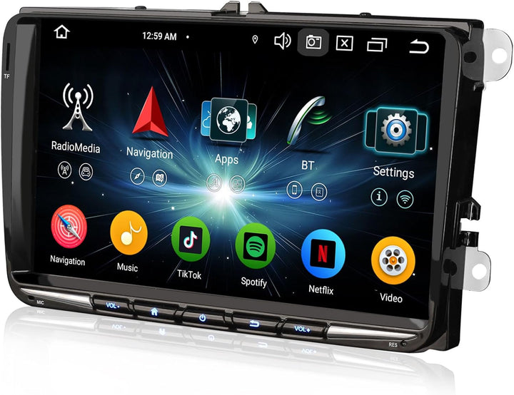 Erisin 9" 8-Kern 4GB+64GB Android 14 Autoradio Bluetooth GPS Navi für VW Golf 5 Golf 6 Passat B6 Tig