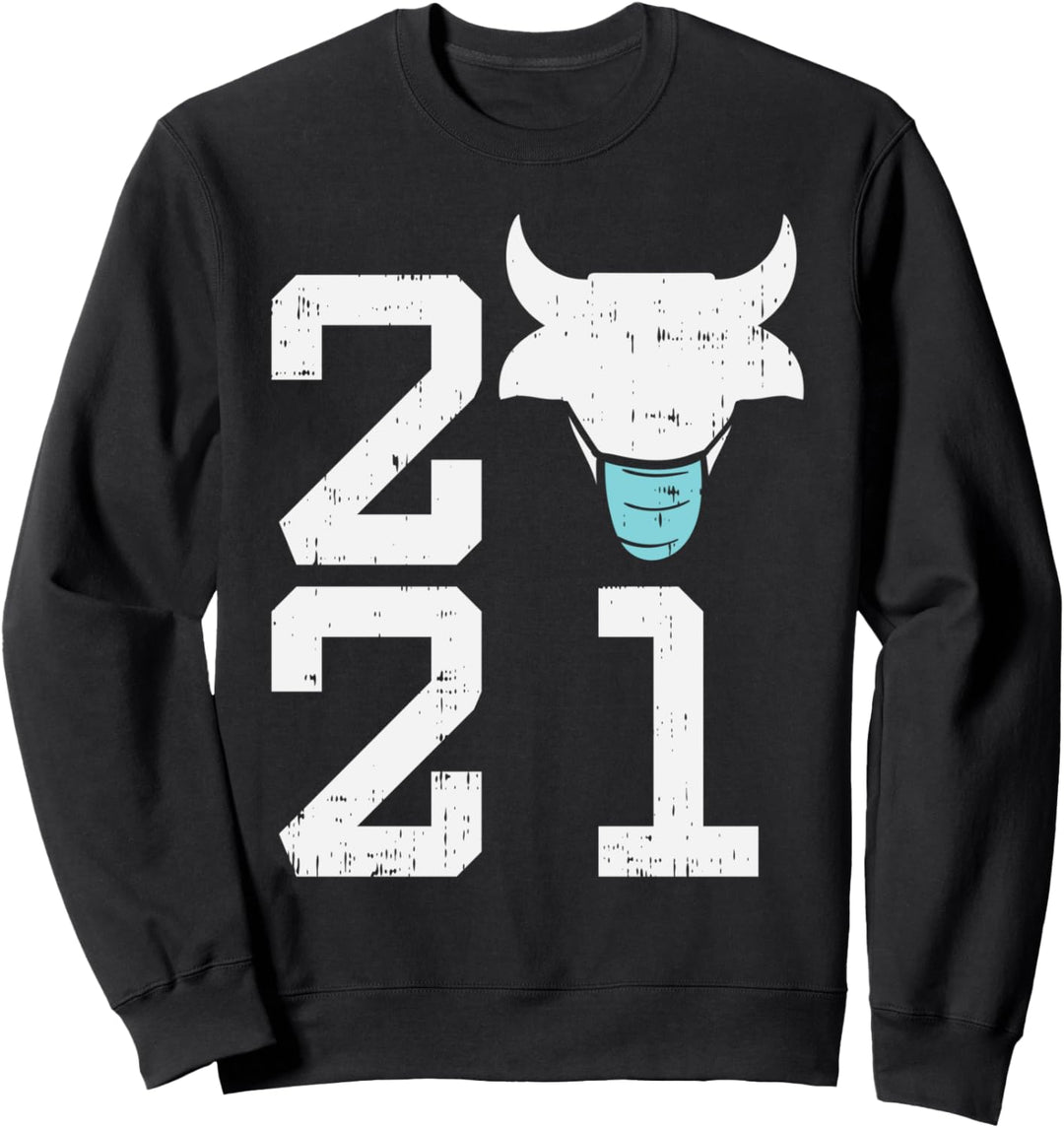 2021 Bull In Mask Ox Lunar Chinese New Year Quarantine Gift Sweatshirt