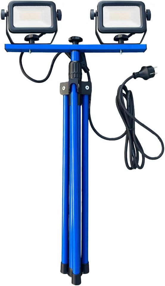 as - Schwabe Optiline LED Arbeitsstrahler 2 x 30W 3600 Lumen mit Stativ - höhenverstellbar 0,8-1,35m
