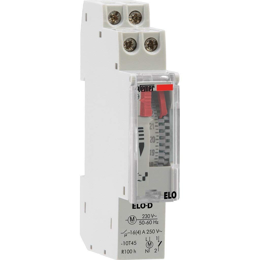 VEMER VP877500 ELO-D - Elektromechanisch Zeitschaltuhr mit Täglicher Programmierung, DIN-Schienenmon