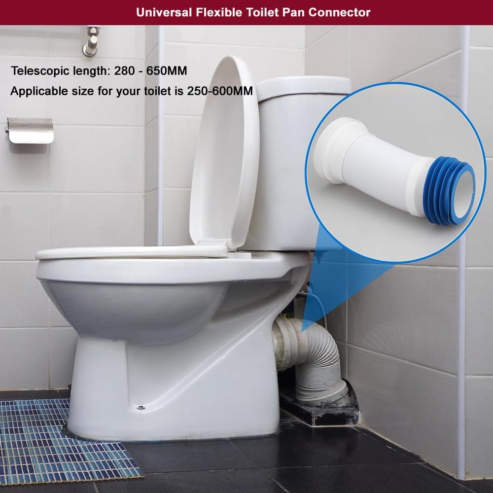 Universeller Toiletten-Abflussrohrverbinder, Ausziehbar 280-650mm, Langlebige, Zuverlässige Dichtung