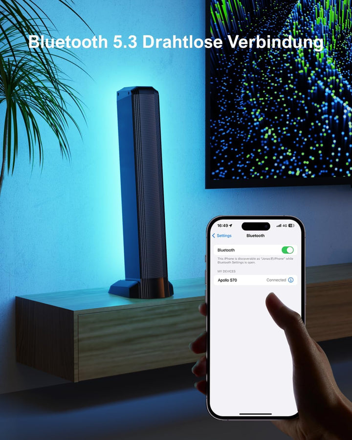 ULTIMEA 5.0ch Soundbar für TV Geräte, Soundbar mit RGB-Beleuchtung für Heimkino, teilbare TV Soundba