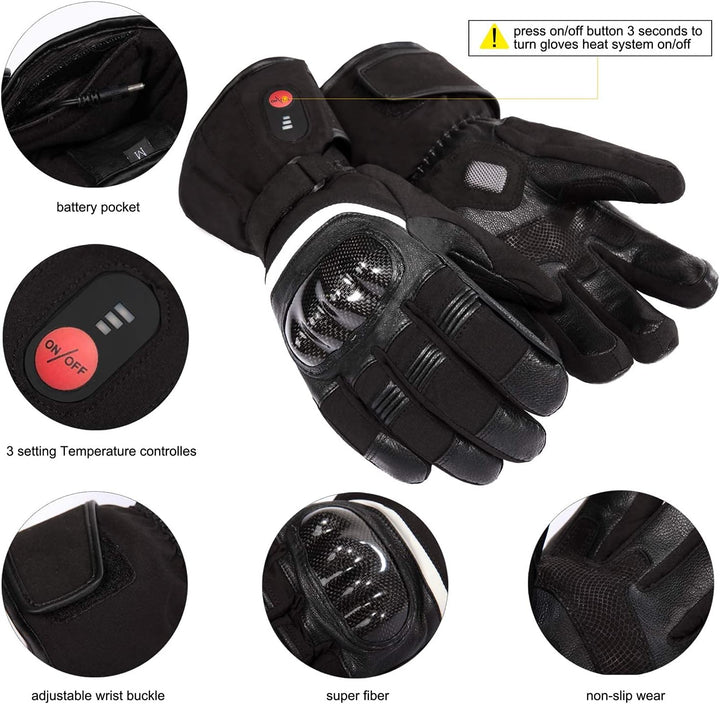 SAVIOR HEAT Beheizte Handschuhe für Herren und Damen, Palm Lederhandschuhe für Winterski und Eislauf