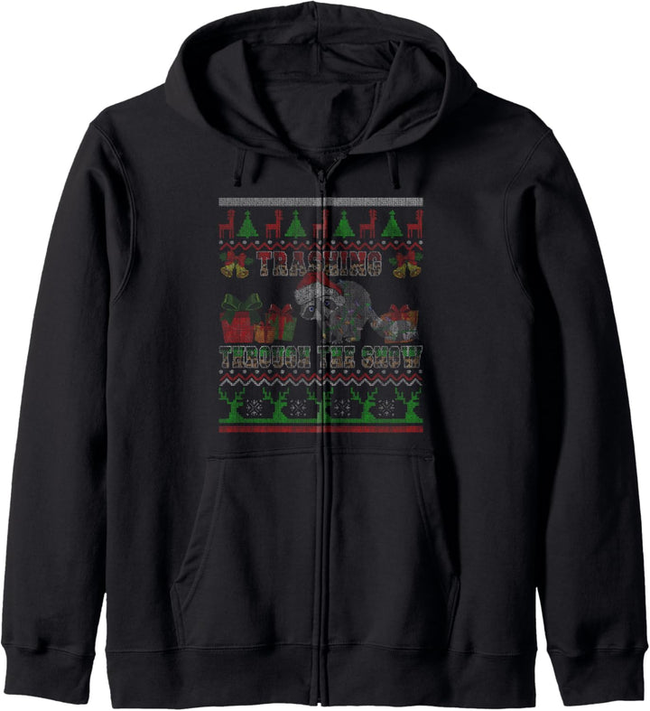Trashing Through The Snow Xmas Santa Raccoon Animal Lover Kapuzenjacke