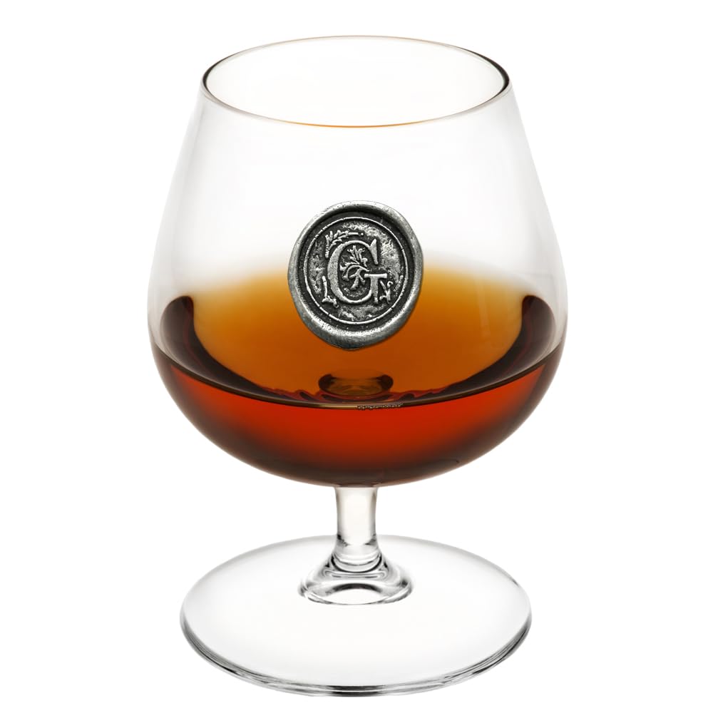 English Pewter Company 14,5 Unzen Brandy Cognac Snifter Glas mit Monogramm Initiale - personalisiert