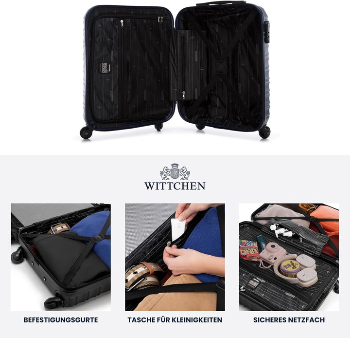WITTCHEN Reisekoffer 3er Koffer-Set Rollkoffer Trolley Handgepäck Hartschale aus ABS mit 4 Spinner-R