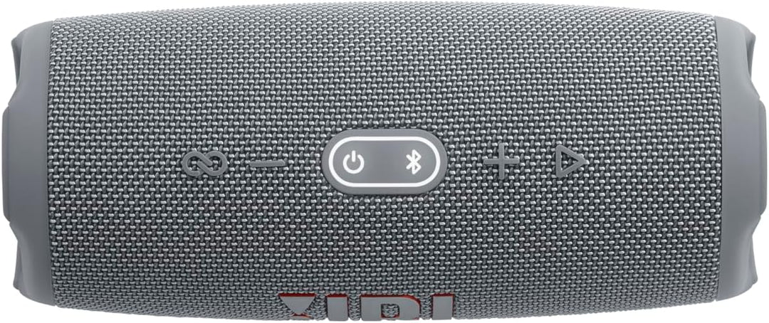 JBL Charge 5 Bluetooth-Lautsprecher in Grau – Wasserfeste, portable Boombox mit integrierter Powerba