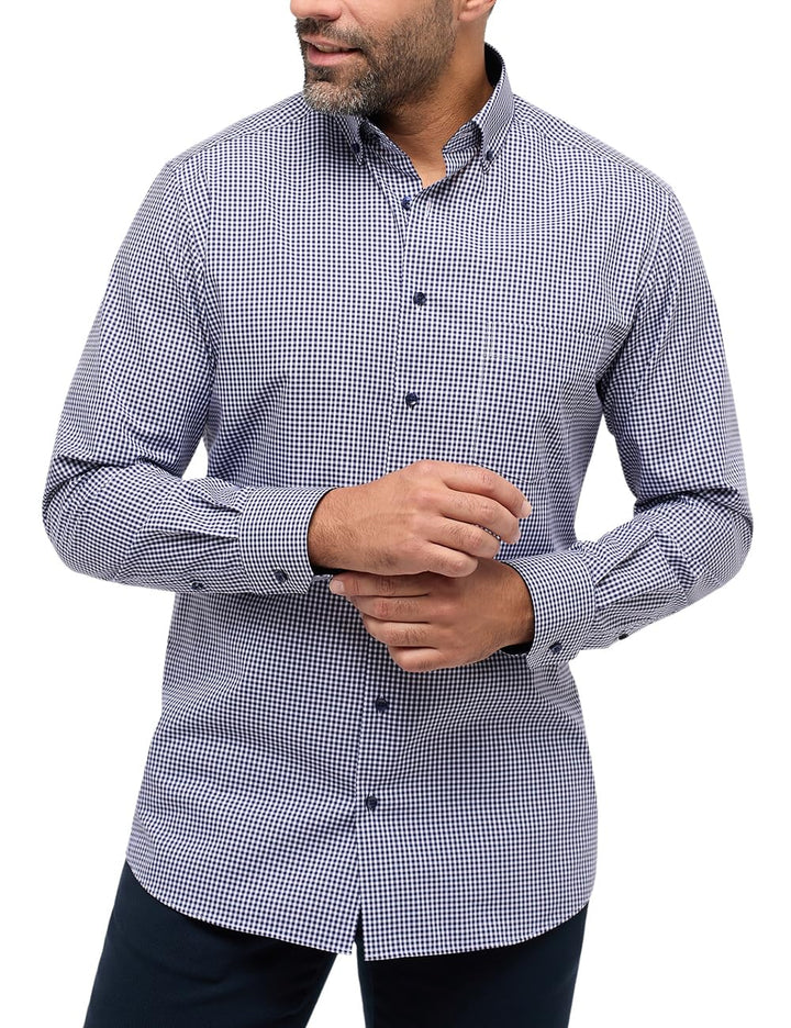 eterna Herren Popeline Hemd MODERN FIT 40 Kragen / 67 Ärmel Navy, 40 Kragen / 67 Ärmel Navy