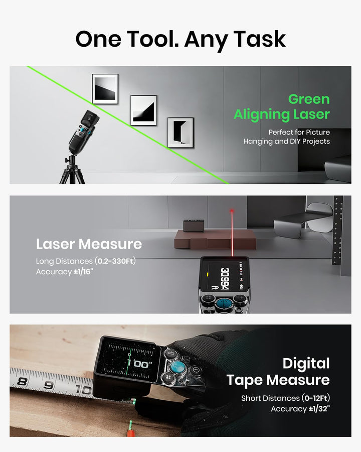 MiLESEEY XTape 1 Laser Entfernungsmesser 100m digitales Massband Lasermessgerät OLED Display und 1/N