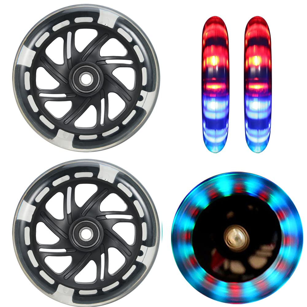 120mm Scooter Rollen - 2 Stück 120mm Led Scooter Ersatzräder Räder mit ABEC-9 Lager - 120mm hell bli
