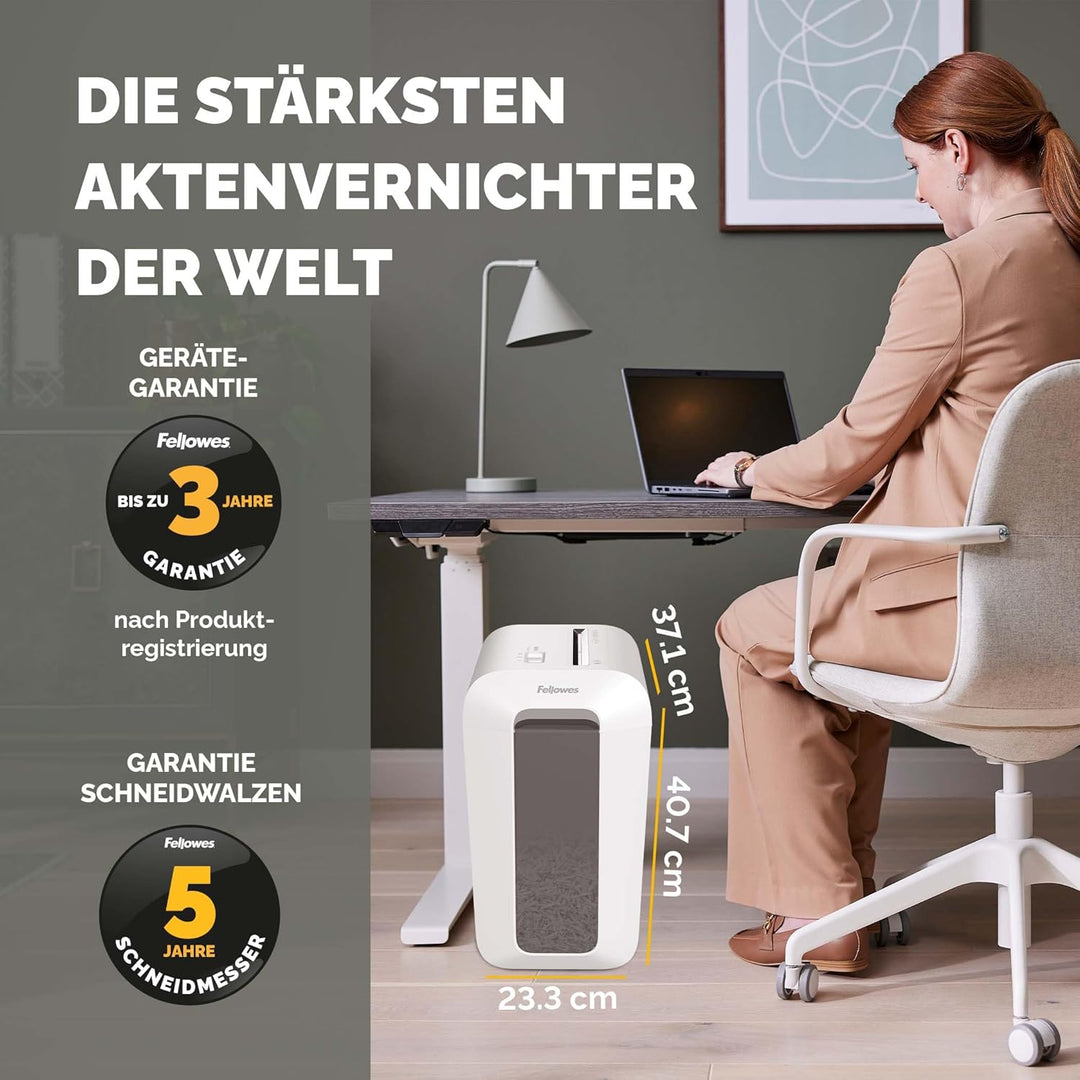 Fellowes Aktenvernichter 10 Blatt (P4), Papierschredder mit Partikelschnitt für Zuhause, Büro, Power