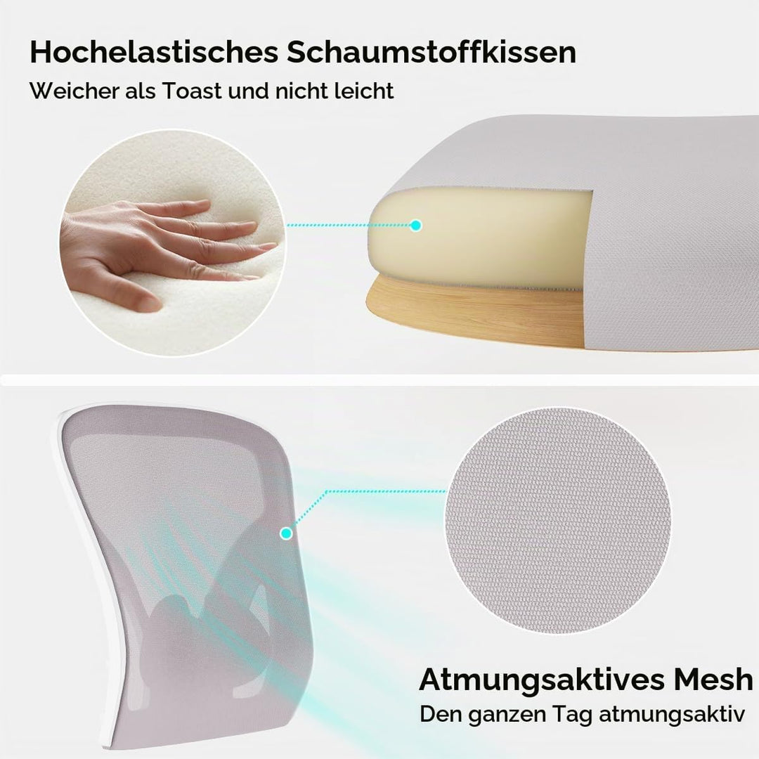 Farini Ergonomischer Stuhl mit Armlehne Büro Schreibtischstuhl mit Rollen Bequemer Home Office Stuhl