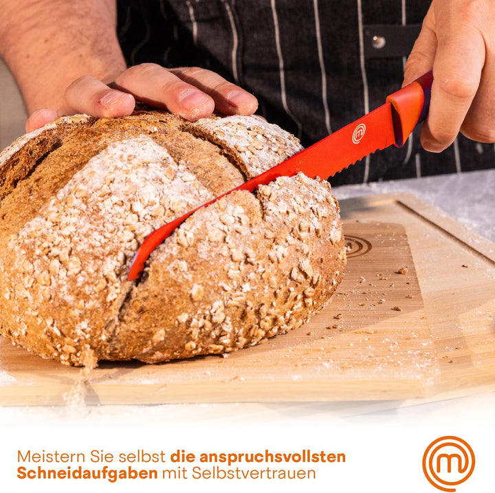 MasterChef Messerblock mit Messer Kuchenmesser Set mit Santokumesser, Brotmesser, Kochmesser, Gemüse