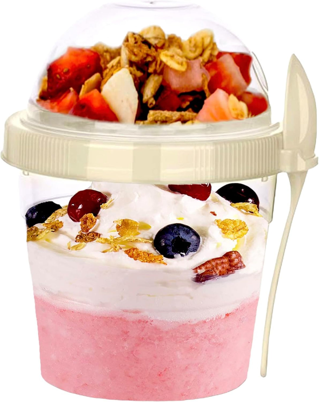 Joghurtbecher mit Löffel, 500ml wiederverwendbare Frühstückstöpfe, Müslibehälter für unterwegs, Lunc