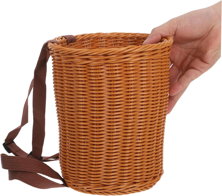 Kisangel Korb Für Picknick Geflochtener Rucksack Mit Deckel Mehrzweckkorb Aus Pp-Material Geräumig F