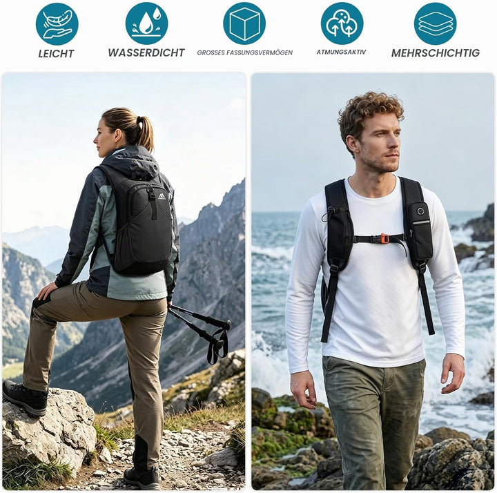 flintronic Wanderrucksack Herren Damen 18L, Rucksack Unisex Trekkingrucksack, Design Daypack Faltbar