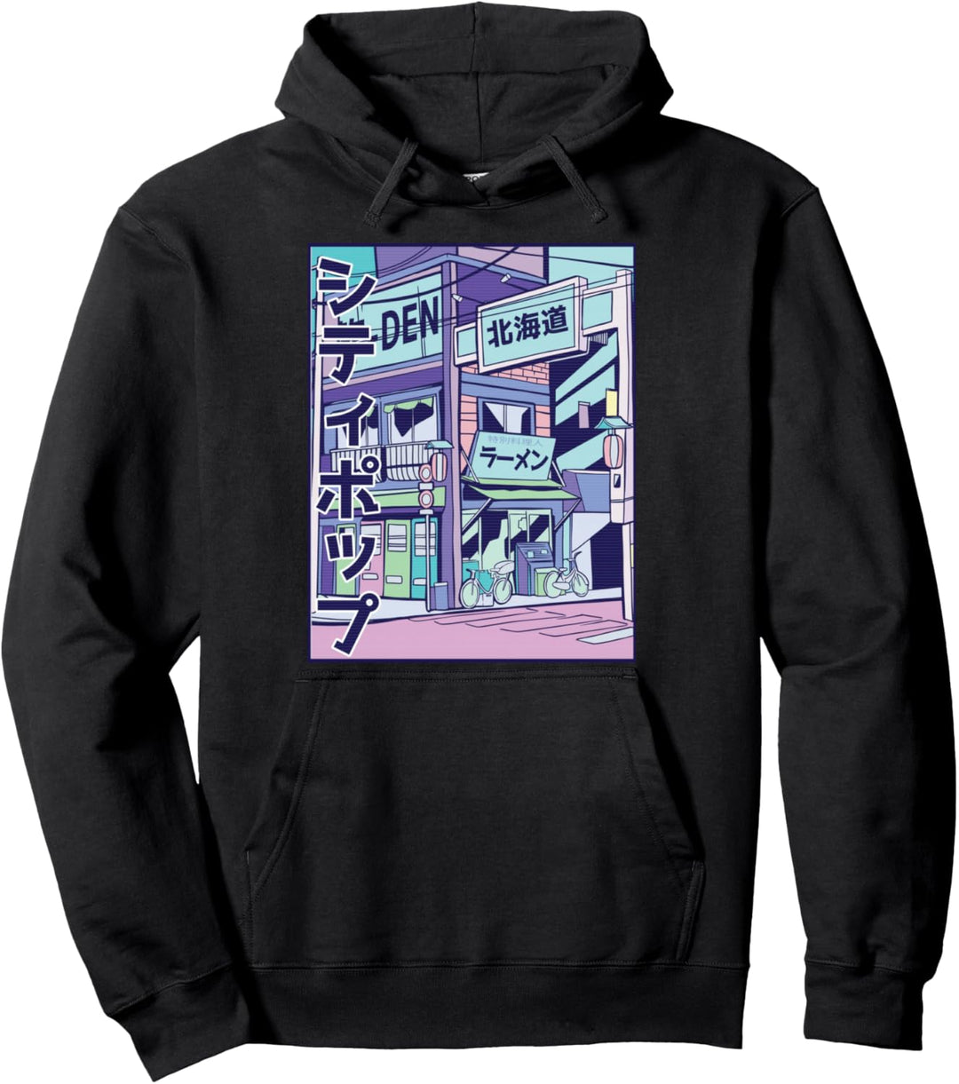 Vaporwave City Japan Japanese Pink Purple Blue Synthwave Pullover Hoodie