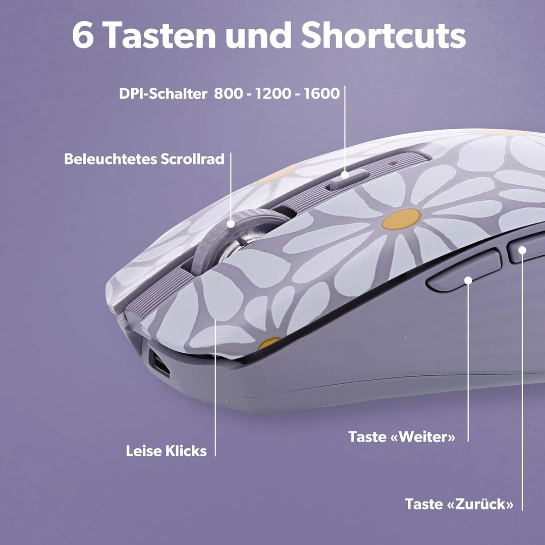 T'nB - Kabellose Maus, Dual Mode Bluetooth und USB-A, Wiederaufladbar, Lange Akkulaufzeit, Leise, 16