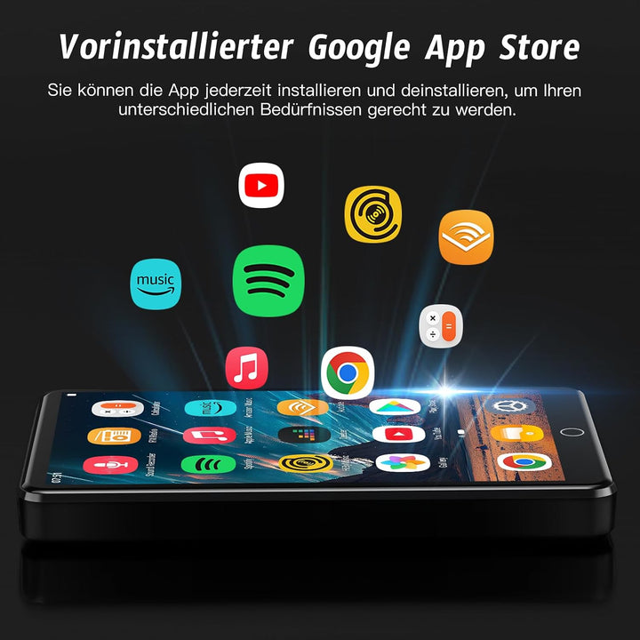 4,02 Zoll IPS HD Touchscreen, MP3 Player mit WLAN und Bluetooth, MP4 Player mit Lautsprechern, Musik
