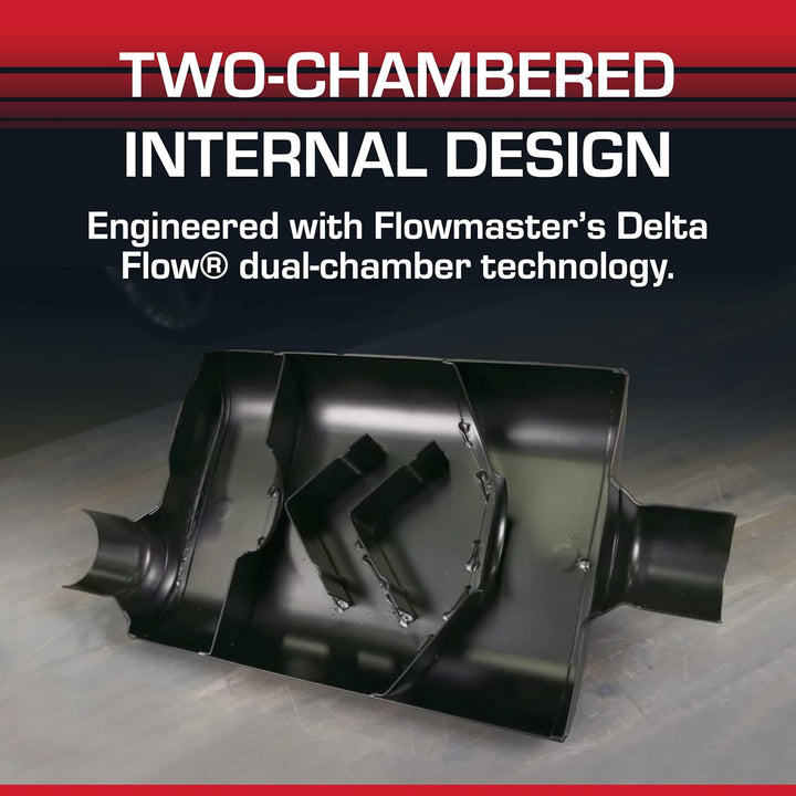 Flowmaster 942546 Super 44 Schalldämpfer - 2,50 Offset IN / 2,50 Center OUT - Aggressive Sound, schw